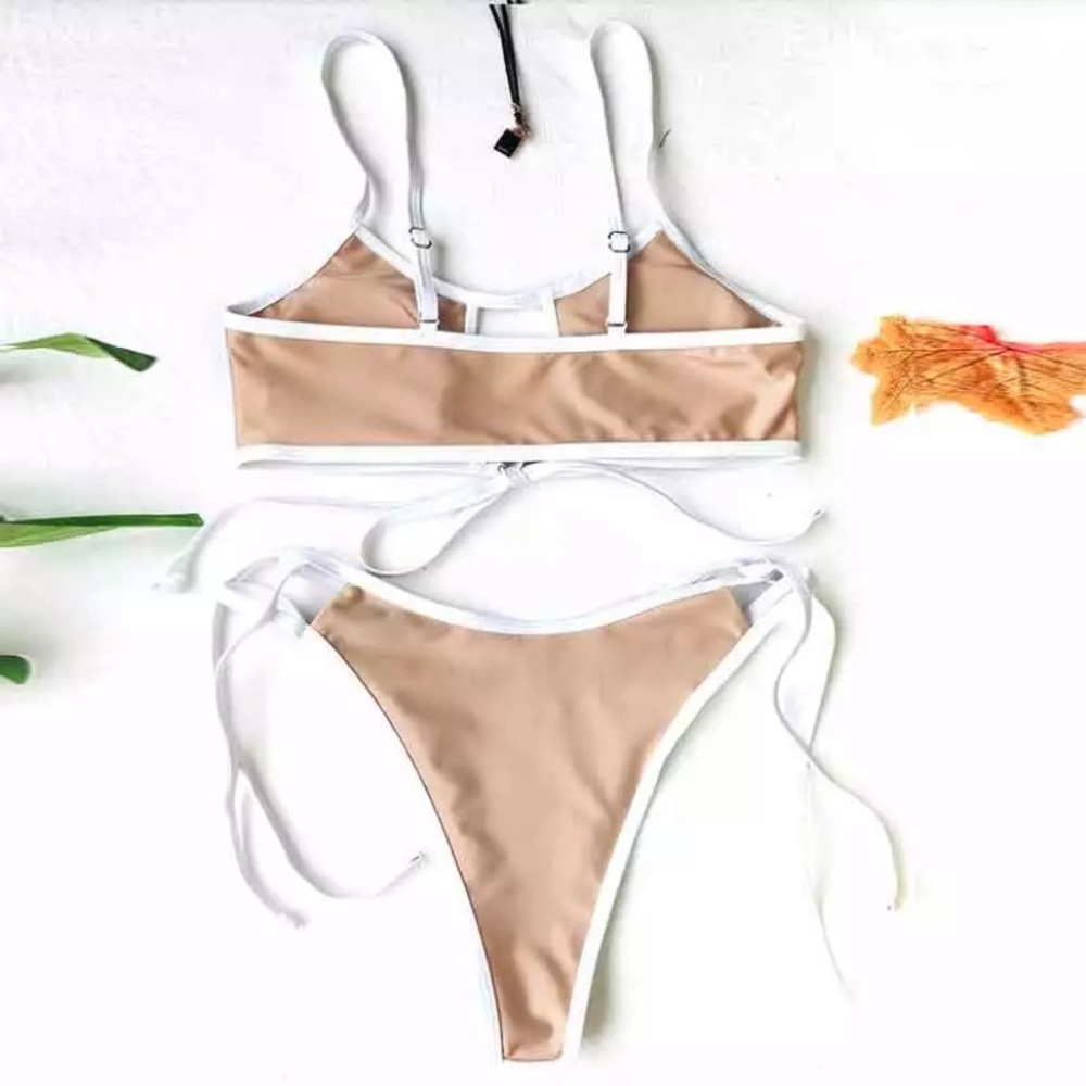 CLEARANCE Nude & White Keyhole String 2PC Bikini Swimsuit - Picture 5 of 5